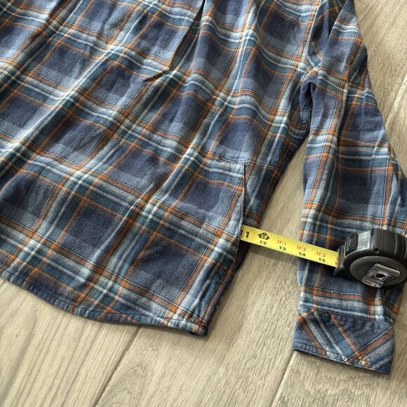 Off The Grid Destroyer Flannel Shirt Mens XXL Blue Plaid Button Up - Picture 12 of 12